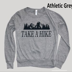 $50 Take A Hike Print Raglan Sweater LRG Grey